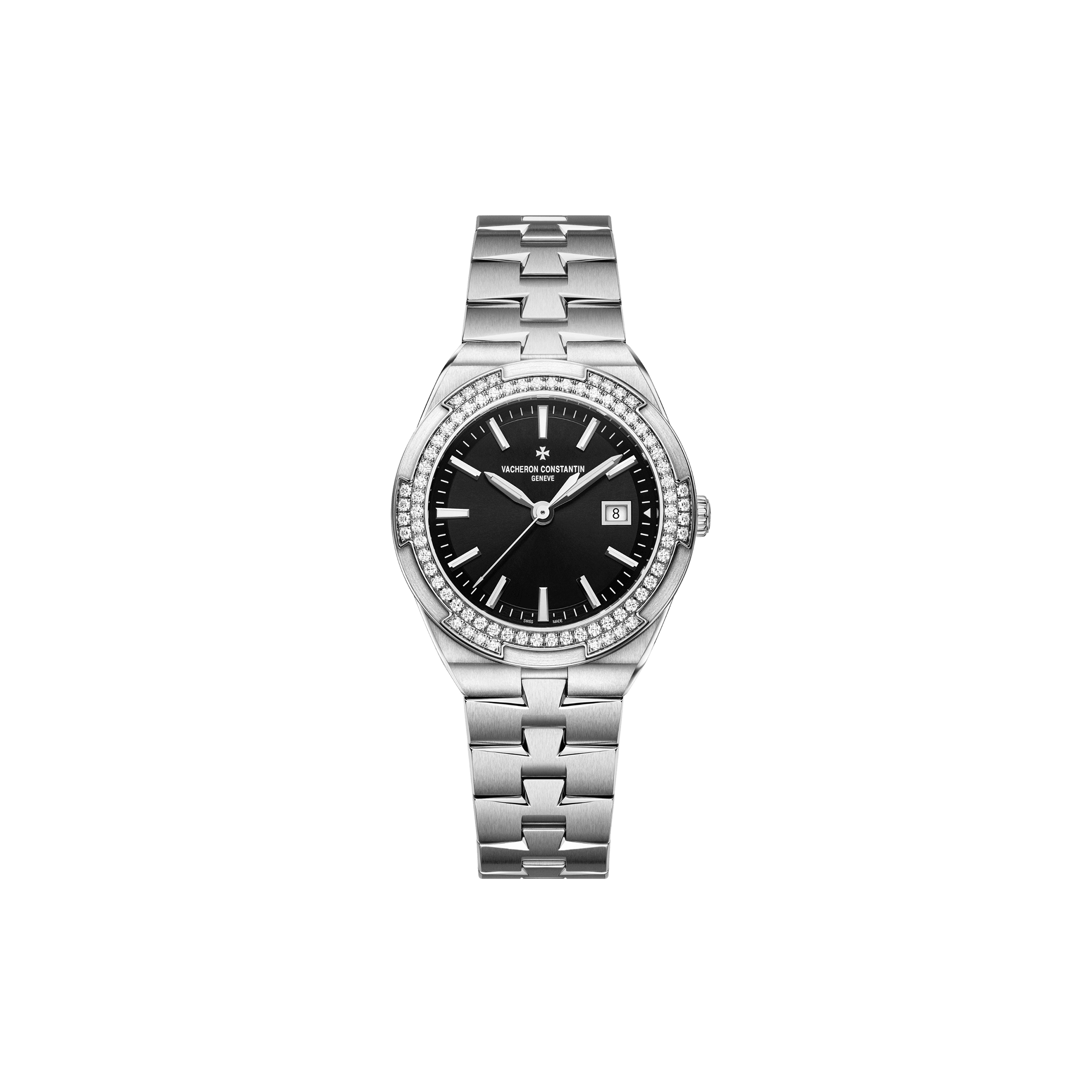 VACHERON CONSTANTIN OVERSEAS 33 QUARTZ STAINLESS STEEL DIAMOND BLACK DIAL 33MM WATCH 1205V/100A-B591